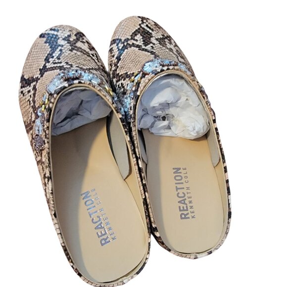 Kenneth Cole Reaction Glam 2.0 Jewel Mule Faux Reptile Skin Slip On Mules - Picture 9 of 12